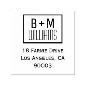 Tampon Auto-encreur monogramme avec carré d'adresse de retour noir/bla (Design)