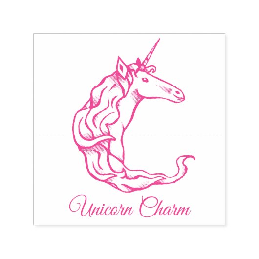 Tampon Auto-encreur Monogramme C Unicorn Charme magique ou votre texte (Design)