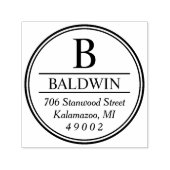 Tampon Auto-encreur Monogramme cerclé Adresse de retour initiale (Design)