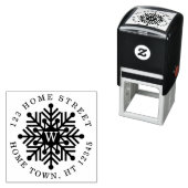 Tampon Auto-encreur Monogramme circulaire de vacances Snowflake Adress (En situation)