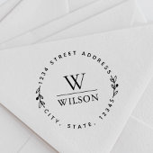 Tampon Auto-encreur Monogramme circulaire Nom de famille Adresse de re