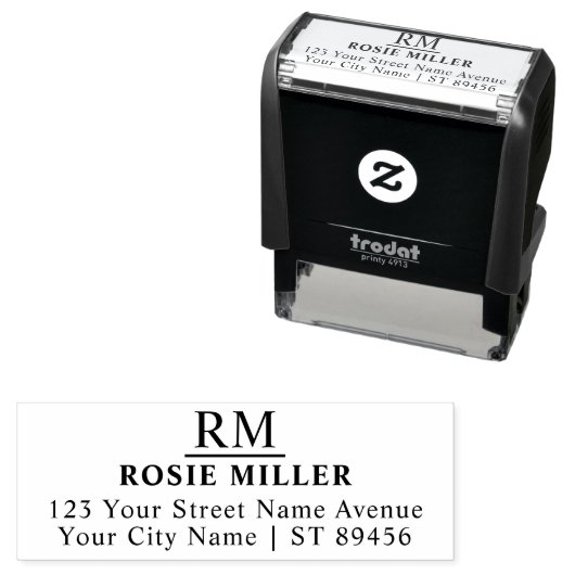 Tampon Auto-encreur Monogramme classique Adresse de retour simple (En situation)