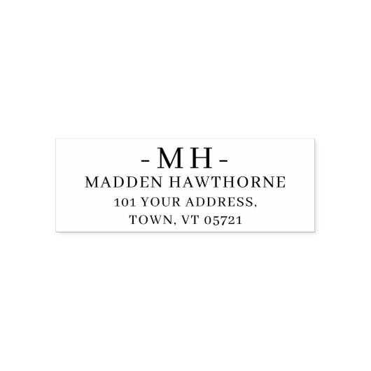 Tampon Auto-encreur Monogramme classique Adresse de retour simple Init (Design)