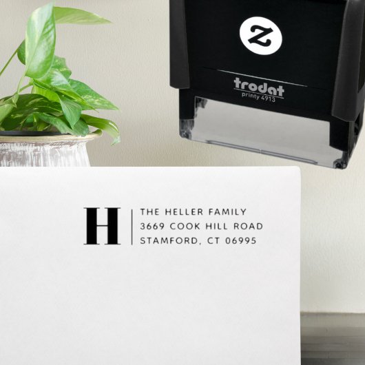 Tampon Auto-encreur Monogramme classique moderne Adresse de retour per