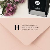 Tampon Auto-encreur Monogramme classique moderne Adresse de retour per