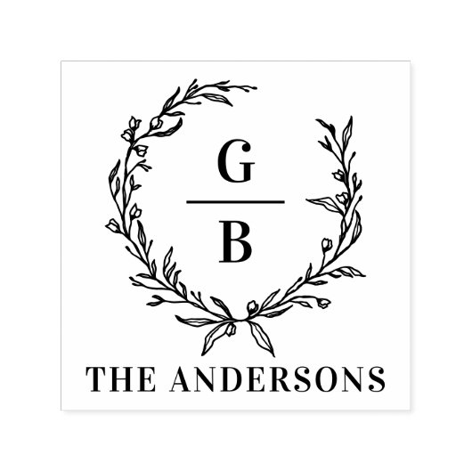 Tampon Auto-encreur Monogramme couple initial wath moderne élégant (Design)