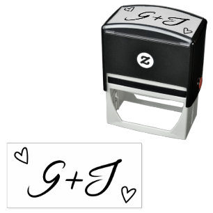 Tampon Auto-encreur Monogramme Couples Minimaliste Mariage