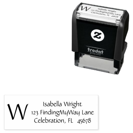 Tampon Auto-encreur Monogramme d'adresse moderne initial (En situation)