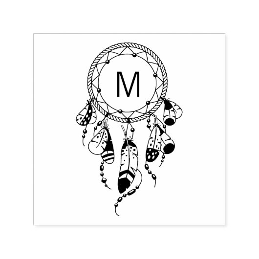 Tampon Auto-encreur Monogramme de Boho Dreamcatcher Tribal (Design)