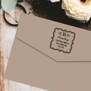 Tampon Auto-encreur Monogramme de cadre de support décoratif Adresse d