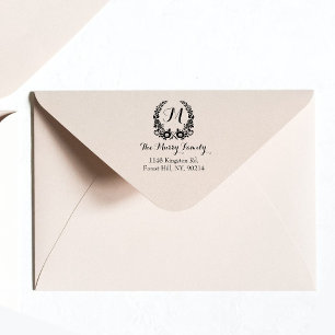 Tampon Auto-encreur Monogramme de couronne florale bohème personnalisé