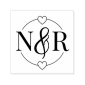 Tampon Auto-encreur Monogramme de mariage circulaire mignon avec esper (Design)