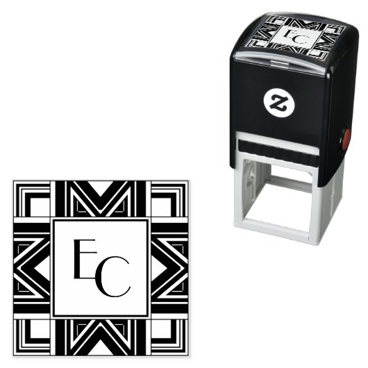 Tampon Auto-encreur Monogramme d'époque déco personnalisé (En situation)