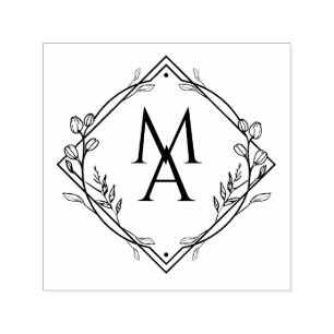 Tampon Auto-encreur Monogramme diamant floral