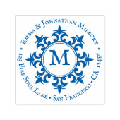 Tampon Auto-encreur Monogramme du cercle médiéval rustique - Adresse d (Design)