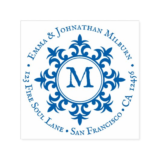 Tampon Auto-encreur Monogramme du cercle médiéval rustique - Adresse d (Design)