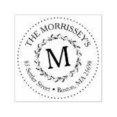 Tampon Auto-encreur Monogramme élégant avec nom et adresse (Design)