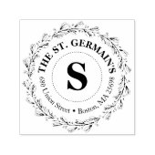 Tampon Auto-encreur Monogramme élégant avec nom et adresse (Design)