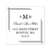 Tampon Auto-encreur Monogramme élégant - Noms et adresses personnalisé (Design)