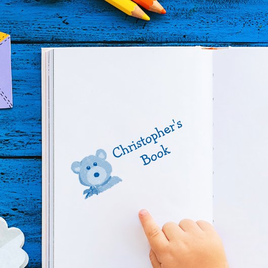 Tampon Auto-encreur Monogramme Enfants Ours Plaque en caoutchouc Timbr