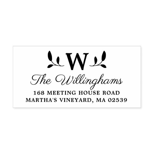 Tampon Auto-encreur Monogramme Feuille botanique (Design)