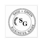 Tampon Auto-encreur Monogramme Initial Imprimé Botanique Rond Pour Ent (Design)