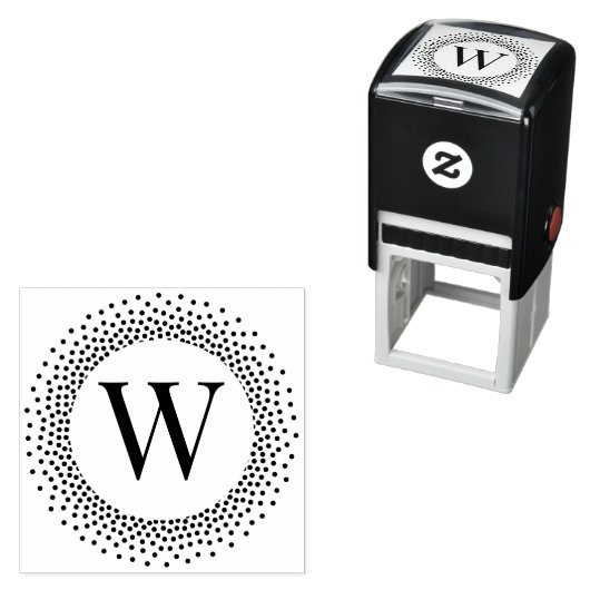 Tampon Auto-encreur Monogramme initial unique cadre de points pointill (En situation)