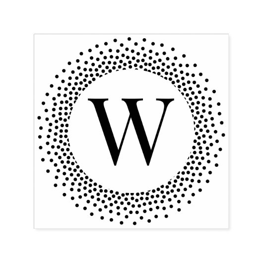 Tampon Auto-encreur Monogramme initial unique cadre de points pointill (Design)