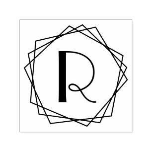 Tampon Auto-encreur Monogramme initial unique du cadre de pentagones g
