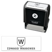 Tampon Auto-encreur Monogramme initial unique simple dans la crête ave (En situation)