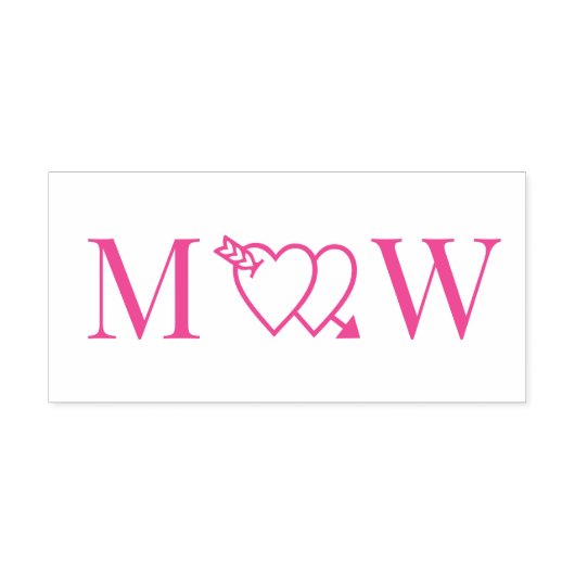 Tampon Auto-encreur Monogramme Initiale Couple 2 Cœurs Doubles Travers (Design)