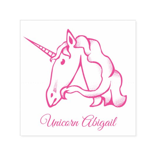 Tampon Auto-encreur Monogramme Magique Cute Un Unicorne Personnalisé A (Design)