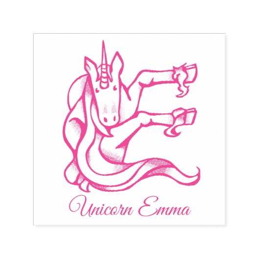 Tampon Auto-encreur Monogramme magique E Unicorn Emma ou votre texte (Design)