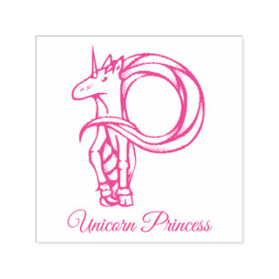 Tampon Auto-encreur Monogramme Magique P Unicorne Personnalisée Prince