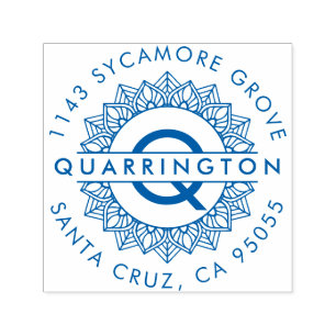 Tampon Auto-encreur Monogramme Mandala moderne Adresse de retour de