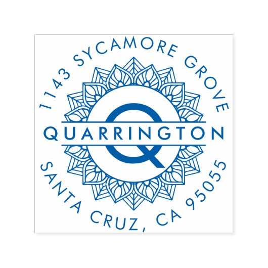 Tampon Auto-encreur Monogramme Mandala moderne | Adresse de retour de  (Design)