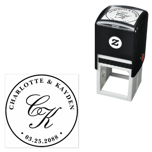 Tampon Auto-encreur Monogramme Mariage de script entwine élégant class (En situation)