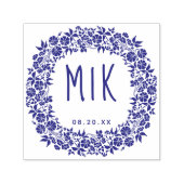 Tampon Auto-encreur Monogramme mariage Enregistrer la date | Couronne  (Design)