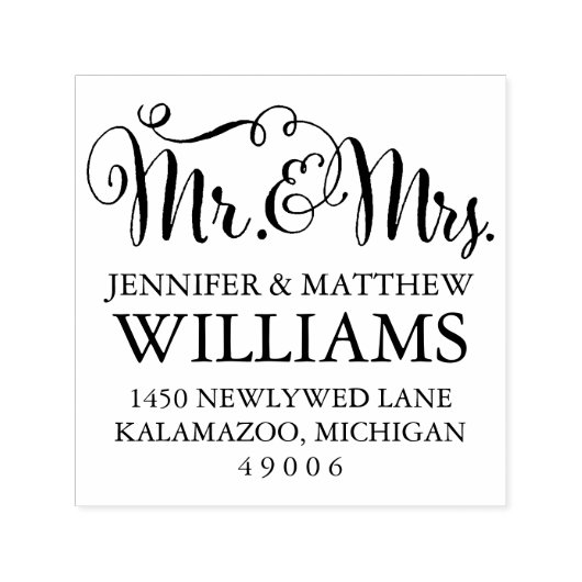 Tampon Auto-encreur Monogramme Mariage manuscrit moderne (Design)