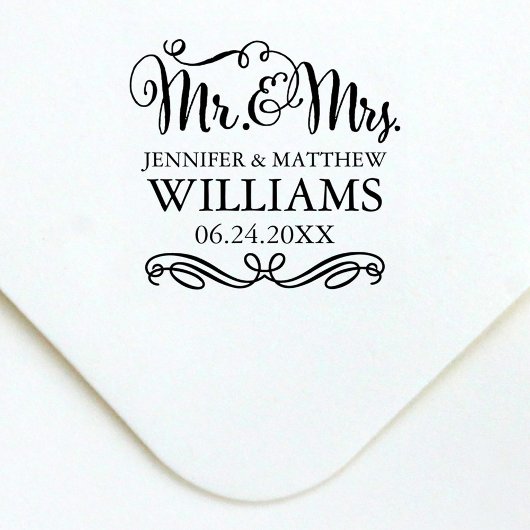 Tampon Auto-encreur Monogramme Mariage manuscrit moderne