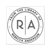 Tampon Auto-encreur Monogramme Minimal Ouvert Moderne De la Bibliothèq (Design)