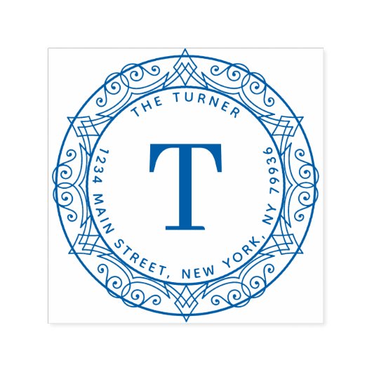 Tampon Auto-encreur Monogramme moderne - Adresse de retour (Design)