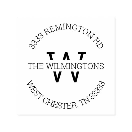 Tampon Auto-encreur Monogramme moderne - Adresse de retour (Design)