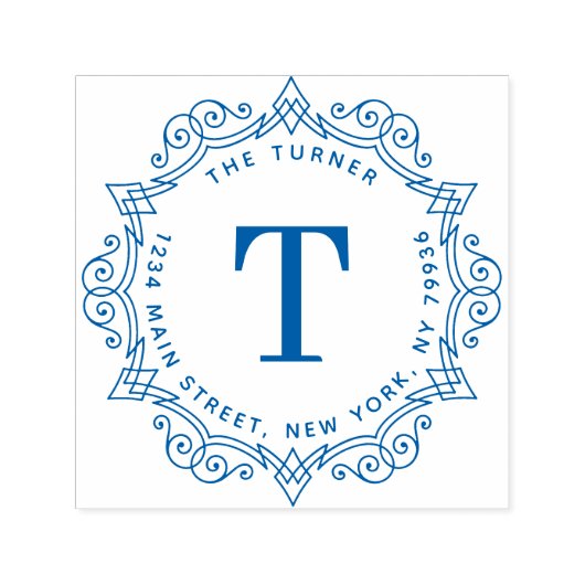 Tampon Auto-encreur Monogramme moderne - Adresse de retour (Design)