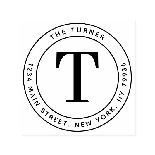Tampon Auto-encreur Monogramme moderne - Adresse de retour (Design)
