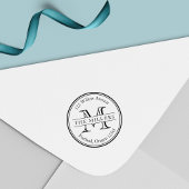 Tampon Auto-encreur Monogramme moderne Bordure ronde Nom Adresse de re