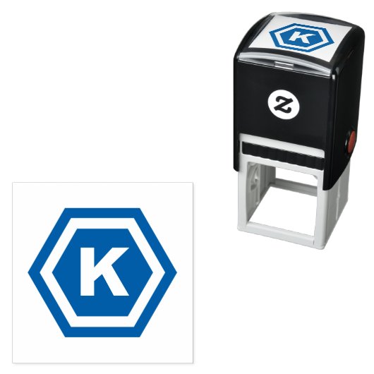 Tampon Auto-encreur Monogramme moderne en Hexagones (En situation)