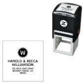Tampon Auto-encreur Monogramme moderne et nom Adresse de retour (En situation)