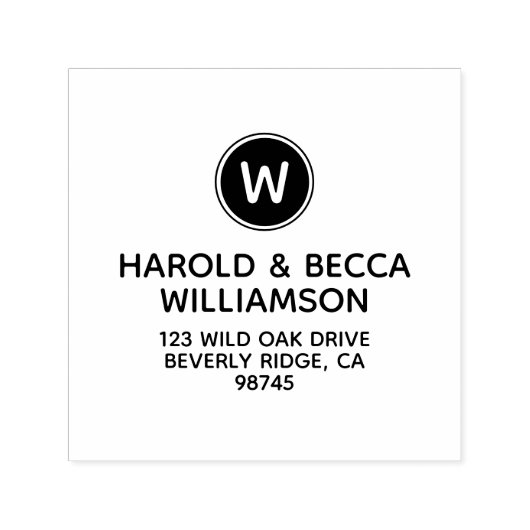 Tampon Auto-encreur Monogramme moderne et nom Adresse de retour (Design)