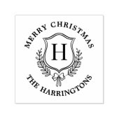 Tampon Auto-encreur Monogramme Noël Famille Crest Initiale (Design)